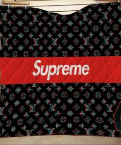 Supreme Black Logo Luxury Brand Premium Quilt Blanket Fleece Home Decor LVT00117
