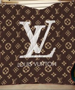 Brown White Logo Quilt Blanket Fleece Home Decor LVT00122