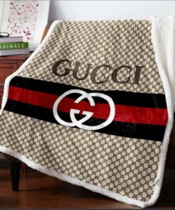 Luxury Brand Hive Pattern Red Black Line Brown Quilt Blanket Fleece LVT00126