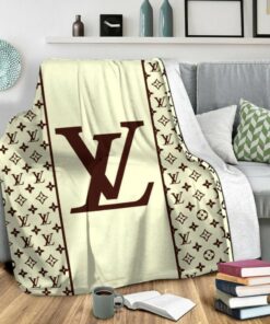Yellow Brown Logo Fashion Luxury Brand Premium Blanket Fleece Home Decor LVT00252