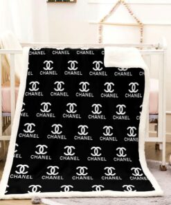 Chanel Black Logo Luxury Brand Premium Blanket Fleece Home Decor LVT00265