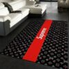 Louis Vuitton Supreme Black Fashion Limited Luxury Brand Rug Carpet Home Decor LVT00334