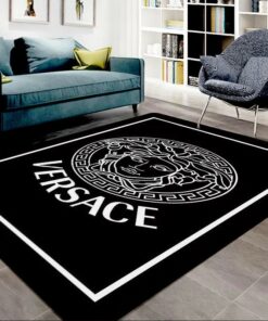 Black Luxury Area Rug For Living Room Bedroom Carpet Home Decor Mat LVT00479