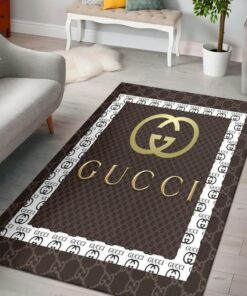 Gucci Brown Luxury Area Rug For Living Room Bedroom Carpet Home Decor Mat LVT00484