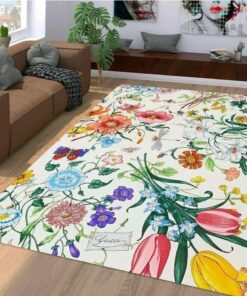 Gucci Flower Luxury Area Rug For Living Room Bedroom Carpet Home Decor Mat LVT00496