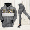 Grey White Plaid Pattern 3D Hoodie and Leggings Set M2212002