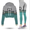 Grey Light Blue Luxury Brand Clothes Leggings and Crop Top Set For Women T00240