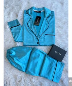 SATIN PYJAMAS IN DODGERBLUE