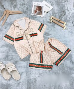 SHORT PYJAMAS SET IN BISQUE FOR WOMEN